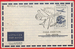 Aa3414 - POLONIA - Postal History - FIRST FLIGHT Cover WARSAW - PARIS  1959 - Avions