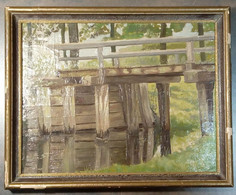 Pont En Bois Au-dessus D'un Fossé/ Wooden Bridge Over A Ditch - Olii