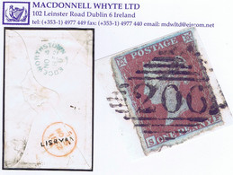 Ireland Longford 1852 Small Sans-serif Type 2A LISRYAN Receiving House On Cover To Dublin With 1d Red Tied "206" - Prefilatelia