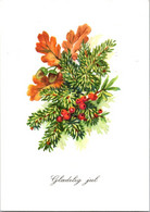 (1 E 34) Christmas Postcard - Posted In Denmark - 2 Postcards -  Pine Trees - Denemarken