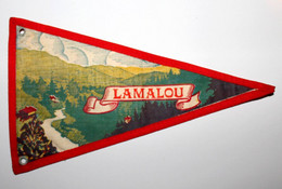 LAMALOU - LANGUEDOC - FANION TISSU IMPRIMÉ RECTO VERSO 12x20cm - ANCIEN VINTAGE         (3011.90) - Stoffabzeichen