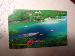 ST  LUCIA   USED CARDS  LANDSCAPES  MARIGOT BAY - Sainte Lucie