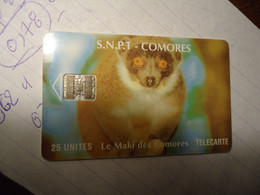 COMOROS  USED CARDS  ANIMALS MONKEYS - Jungle