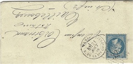 1866- Lettre De PARIS  R. DE LA Ste CHAPELLE    Affr. N° 22 Oblit. étoile 32 - 1849-1876: Klassieke Periode