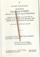 Bekegem, Westkerke, 1995, Herminia Kyndt, Maertens - Devotieprenten