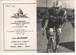 FRANS MELCKENBEEK  ASSURANCES GENERALES TOUR DE FRANCE 1963 - Cycling