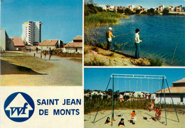 St Jean De Monts * Le Vvf , Village Vacances Familles * Balançoire * Cpa 3 Vues - Saint Jean De Monts