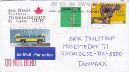 Canada AIR MAIL Label COURCELETTE Quebec 2003 Cover Lettre VAERLÖSE Denmark Bus Omnibus Olympic Games Geography - Cartas & Documentos