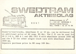 Catalogue SWEDTRAM AKTIENBOLAG 1977 December HO 1/87 Preisliste SEK - Inglés