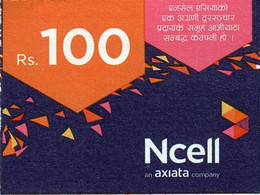 GSM MOBILE Rs.100 PHONE PREPAID Used MINI RECHARGE CARD NCELL NEPAL - Népal