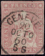 Heimat GE Genève 1860-10-00 1-Kreis-stempel Auf Strubel 15 Rp. Zu#24G Berührt - Gebraucht