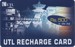 CDMA MOBILE PHONE PREPAID Used RECHARGE CARD Rs.500 UTL MOBILE NEPAL - Népal