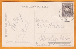 Cartolina Postale RODI (Monte Santo Stefano) Verso Montegibbio, MODENA, Italia - Egeo (Rodi)