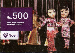 NEPAL Puppets MOBILE PREPAID Used MINI RECHARGE CARD Rs.500 Used/Good - Nepal