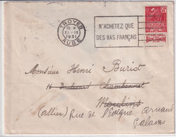 1931 - BANDE PUB "BENJAMIN" Sur TIMBRE EXPO 31 Sur ENVELOPPE De TROYES Avec MECA PROPAGANDE PATRIOTIQUE - Storia Postale