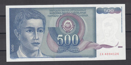 500 DINARA DINARS DINARJEV 1990 " ZA" PREFIX  IN SERIAL NUMBER NARODNA BANKA JUGOSLAVIJE - Joegoslavië