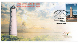 India 2021 Special Cover - Hajira Lighthouse , Gujarat, Ship, Phare, Light House , Leuchtturm   (**) Inde Indien - Brieven En Documenten