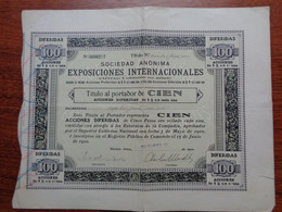 ARGENTINE - BUENOS AIRES 1910 - EXPOSICIONES INTERNATIONALES - TITRE DE 100 ACTIONS DE 50 PESOS -VOIR DETAIL - Ohne Zuordnung