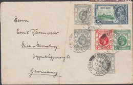 1936. HONG KONG Georg V. 5 Cents Silver Jubilee + 2 C, 4c And 3 Ex 3 C On Cover To Germany F... (Michel 133+) - JF427047 - Covers & Documents