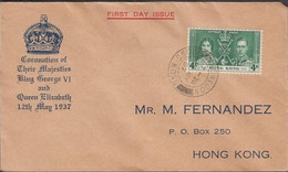 1937. HONG KONG Georg VI. 4 C Coronation On Nice FDC Cancelled FIRST DAY OF ISSUE KOWLOON HON... (Michel 136) - JF427048 - Briefe U. Dokumente