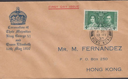 1937. HONG KONG Georg VI. 4 C Coronation On Nice FDC Cancelled FIRST DAY OF ISSUE VICTORIA HO... (Michel 136) - JF427051 - Lettres & Documents