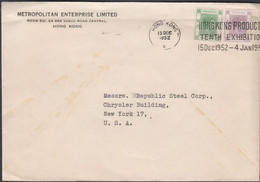 1952. HONGKONG. GEORG VI. FIVE + TEN CENTS On Cover To USA. Cancelled HONG KONG 15 DEC 1952... (Michel  144+) - JF427056 - Cartas & Documentos