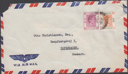 1950. HONGKONG. GEORG VI. ONE DOLLAR + 50 C On AIR MAIL Cover To Denmark. Cancelled HONG KO... (Michel  156+) - JF427067 - Storia Postale