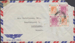 1950. HONGKONG. GEORG VI. 2 Ex ONE DOLLAR + 2 Ex 50 C On AIR MAIL Cover To Denmark. Cancell... (Michel  156+) - JF427069 - Briefe U. Dokumente