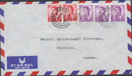 1966. HONG KONG Elizabeth 2 Ex 50 C + 3 Ex 10 C On AIR MAIL Cover To Bromolla, Sweden Cancel... (Michel 203+) - JF427073 - Lettres & Documents