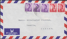 1966. HONG KONG Elizabeth 2 Ex 50 C + 3 Ex 10 C On AIR MAIL Cover To Bromolla, Sweden Cancel... (Michel 203+) - JF427074 - Briefe U. Dokumente