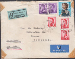 1962. HONG KONG Elizabeth $ 1.30 2 Ex 10 C + 3 Ex 50 C On AIR MAIL REGISTERED Cover To Faabo... (Michel 206+) - JF427085 - Storia Postale