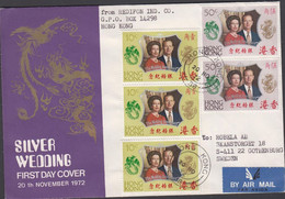 1972. HONG KONG. SILVER WEDDING On FDC To Sweden Cancelled DAY OF ISSUE 20 NO 72.  (Michel 264-265) - JF427131 - Briefe U. Dokumente