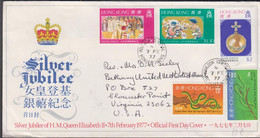 1977. HONG KONG. New Year + Silver Jubilee On FDC To Sweden Cancelled DAY OF ISSUE 7 FE 7... (Michel 329-333) - JF427136 - Cartas & Documentos