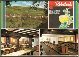 FEUERBACH B. Kandern 1962 Privatkarte " Gasthaus Rebstock Fr.Beck 4-geteilte Karte Mit Kegelbahn " - Kandern