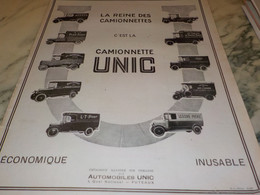 ANCIENNE PUBLICITE CHOCOLAT MASSON LA REINE DES  CAMIONNETTE UNIC   1924 - Camion