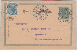 Österreich - 5 H. Ganzsache + Zusatz N. SCHWEDEN Wien - Stockholm 1901 - Stamped Stationery