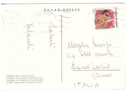 CARTOLINA ATHENESTHE TEMPLE OF LIYMPINA ZEUS  PER ITALIA - Covers & Documents