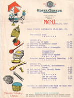 Menu Publicitaire Ancien/HOTEL GENEVE/Mexico / Mexique/ Mexican Cukinary Utensils/1955        MENU311 - Menú