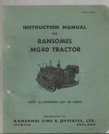 Catalogue Entretien  Ransome Mg 40 Tractor En Anglais  40 Pages - Tracteurs