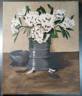 Nature Morte : Bol Et Fleurs Dans Un Pot/ Still Life: Bowl And Flowers In Pot - Olii