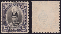 KEDAH 1937 12c Sc#47 Wmk.MSCA USED @P998 - Kedah