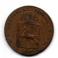 GERMAN STATES - HANNOVER, 1 Pfennig, Copper, Year 1835-B, KM #166.2 - Kleine Munten & Andere Onderverdelingen