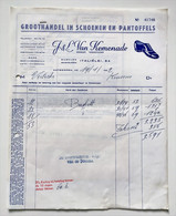 Factuur Schoenen Van Kemenade Antwerpen 1962 Inclusief Document Weeldetaks - Kleidung & Textil