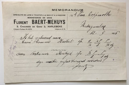 Memorandum Bonneterie Baert - Mehuys Harelbeke 1926 - Kleidung & Textil