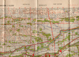 MX - 1945 Indonesia/Giava - Carta 1:50.000 Di Krijan - Tav.54/XLI-A -  I° Edizione (cm. 58x47) - Cartes Topographiques