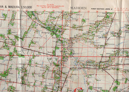 MX - 1944 Indonesia/Giava - Carta 1:50.000 Di Madioem - Tav. 51/XLI-C (cm. 60x50) - I° Edizione - Cartes Topographiques