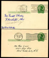 UX28 UPSS S40 2 Postal Cards TYPE 3 Used Ohio Forwarded And Indiana 1950-51 - 1921-40