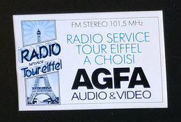 AUTOCOLLANT STICKER - RADIO SERVICE TOUR EIFFEL A CHOISI AGFA AUDIO & VIDEO - FM STEREO 101,5 MHZ - PARIS - Adesivi