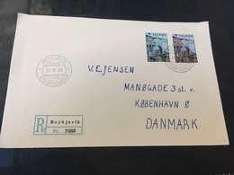 (1 E 38)  Island (registered) Cover Posted To Denmark (2488) 20 X 13 Cm (1963) - Covers & Documents