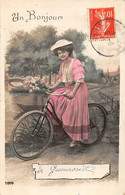 ¤¤   -   GUENROUET    -  Un Bonjour De .............   -  Cycliste , Vélo En 1911  -   ¤¤ - Guenrouet